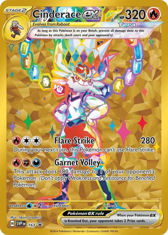 Cinderace ex 163 Scarlet & Violet Black Star Promos